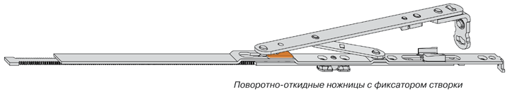 Поворотно-откидные ножницы  фурнитуры ELEMENTIS с фиксатором створки